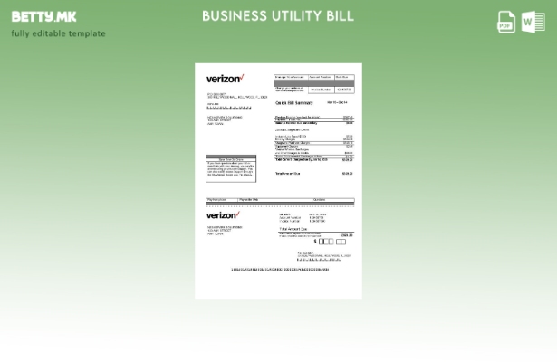 Сметка за деловно комунални услуги во САД Verizon